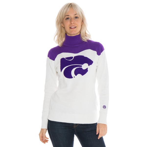 Alma Mater NCAA Kansas State Wildcats Women's Cheer Sweater, Large, Cream/Purple