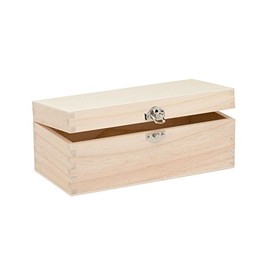 Glorex 6 1682 002 - Holzbox aus Kiefernholz, rechteckig, mit Verschluss, ca. 23 x 11 x 9 cm groß, FSC Mix, zum Bemalen, Bekleben oder Verzieren mit dem Brandmalkolben