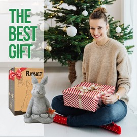 Goodeco Meditating Yoga Rabbit Statue Garden Ornaments Outdoor - Solar Garden Bunny Figurine With Butterfly Light For Balcony Room Decor, Solar Decorations Gifts For Women/Mum/Girlfriend/Birthday,20cm