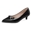 Younton Women's Black Kitten Heels Low Heels Beaded Buckle Bow