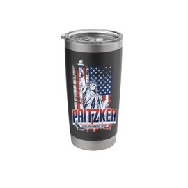 JB Pritzker 2028 Democrat Liberty Retro Patriotic US Flag Stainless Steel Insulated Tumbler