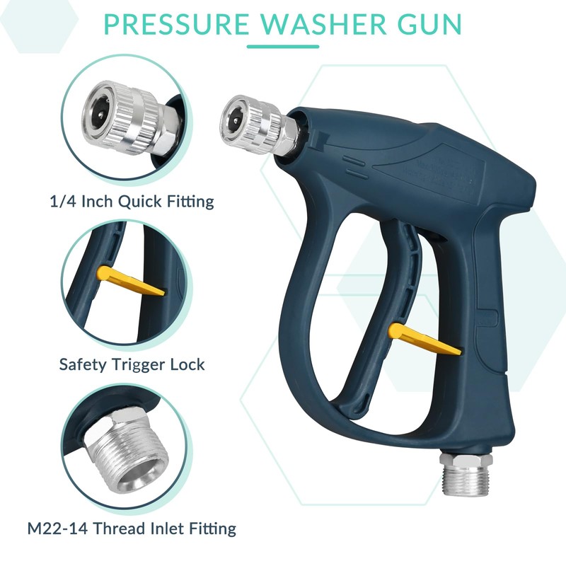 Sooprinse Short Pressure Washer Gun with Foam Cannon, High Pressure