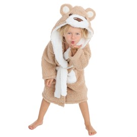 Metzuyan Kids Infant Boys Girls Unisex Teddy Bear Puppy Novelty Dressing Gown Snuggle Fleece Bear 5-6 Years