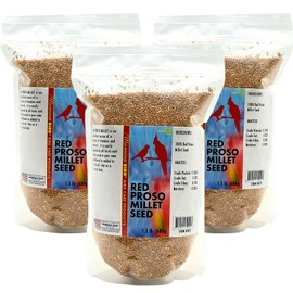 Morning Bird Red Proso Millet Seed, Healthy Bird Food, Nutritious Supplement, High Protein, Fat, Fiber, Vitamins, and Minerals, 4.5 lbs (3-Pack, 1.5 lbs Each)