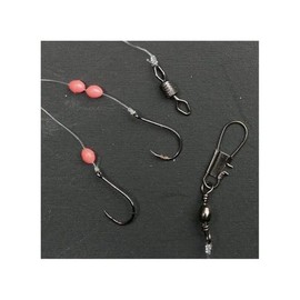 FLADEN Plattfisch-Vorfach mit 2 Haken, Rote Perlen, Hakengröße 4/6, Plattfischvorfach, Flundervorfach (6)