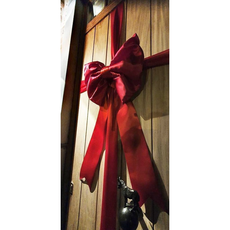 Door Bows Red, Red Satin Deluxe Padded Christmas Decoration with