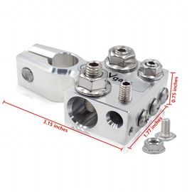 Vgate 12-Way Lead Acid Battery Terminal Connector, Multi-Size Hole Holder, 8AWG up to 4/0(XL) AWG Gauge, Positive & Negative for SAE/DIN/EN Tapered Top Post