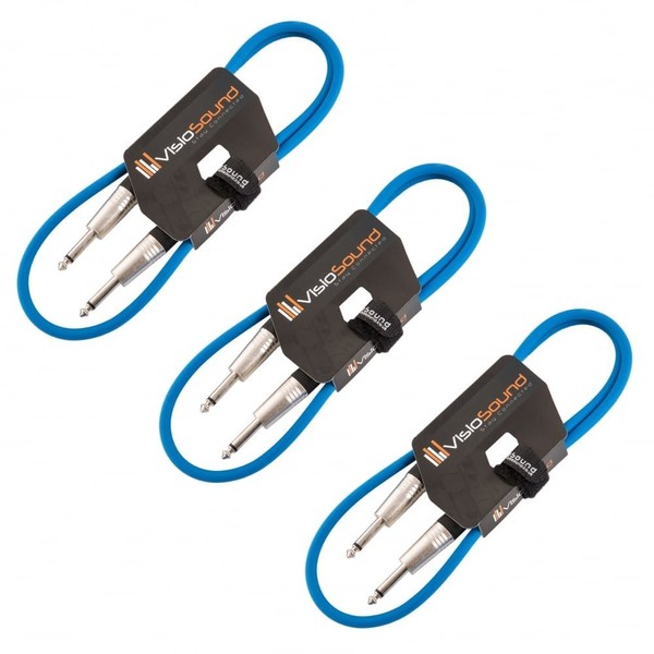 3 x Guitar Lead 6.35mm Mono Jack to Jack/Instrument Cable