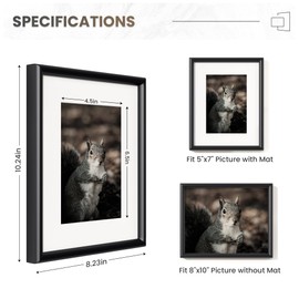 8x10 Aluminum Frame Black, Set of 3, 8"x10" Aluminum Picture Frame for Wall & Tabletop Display, 8x10 Frame with Mat for 5x7, Metal 8 x 10 Picture Frame with Real Glass