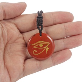 Lovionus89 Natural Horus Eye of the Devil Engraved Healing Crystal Chakra Stones Pendant Necklace for Men and Women, Stone, No Gemstone