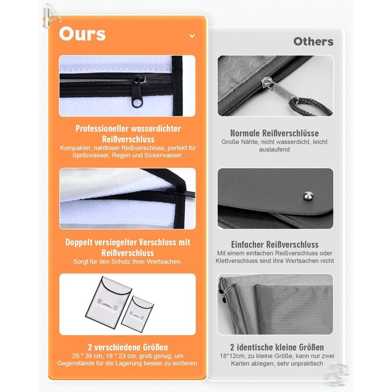 Fireproof Document Bag Set of 2 (39 x 29 &