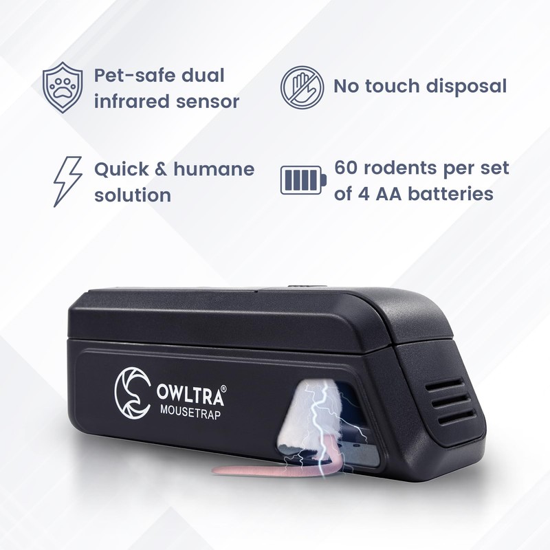 OWLTRA Indoor Electric Mouse Trap, Instant Eliminate Rodent Zapper with