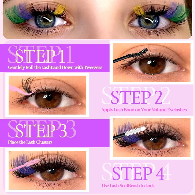 680 Pcs Lash Clusters Kit, 28 Rows Mixed Black and