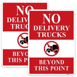 FHEGI 2-Pack No Delivery Trucks Beyond This Point Signs 10" x 14" No Trucks Warning Road Signs Metal Reflective Rust Free Aluminum, No Truck Signs, Waterproof Durable Ink Easy Mounting Outdoor Use