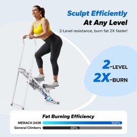 MERACH Stair Stepper for Home Gym Exercise, New Version Vertical Climber Machine for Full-Body Workout, Compact Folding Cardio Exercise Climber with Extended Step Range, Adjustable Handlebar & Pedals
