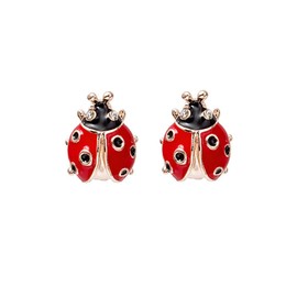 Yocoyee Red Ladybug Stud Dangle Earrings - Zinc Alloy & Rhinestone - Dainty & Sturdy - Perfect for Parties & Festivals