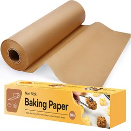 Baking Paper 50m Baking Parchment Paper Unbleached Premium Quality Greaseproof Paper for Kitchen,Oven Safe Food Grade Material Baking, Cooking, Grilling, Air Fryer Steaming Dispensing Pack. (1 Pack)
