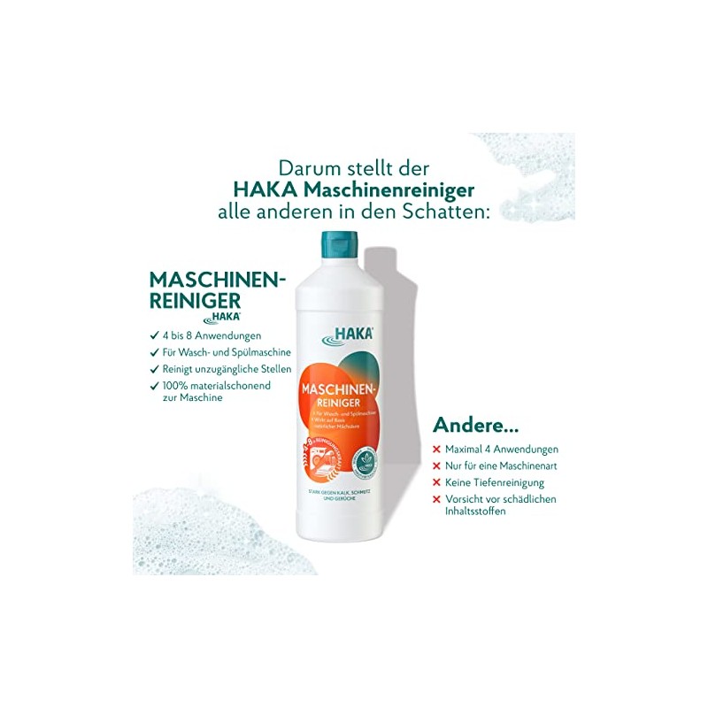 HAKA Maschinenreiniger f√ºr Geschirrsp√ºler, Waschmaschine gegen Kalk, Schmutz, Ger√ºche, 1
