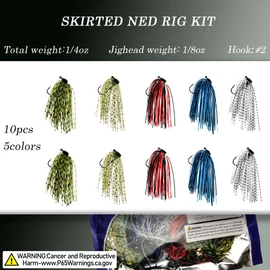 VMSIXVM Ned Rig - Señuelos de pesca, Ned Rigs - Faldas de natación para pesca de lubina, sin malas hierbas, señuelos con gancho Ned Rig para anzuelo, gusano de anzuelo de hongos delicados, jighead