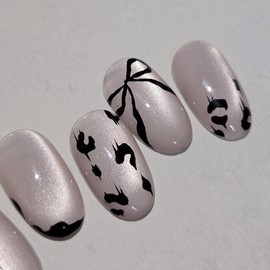 Mobre Leopard Handmade Nail Tip Silky Magnetic Gel Hope Nail - Almond Midi / 모브레오파드 수제네일팁 실키 자석젤 호피네일 - 아몬드미디