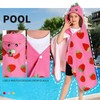 OLAOLA Strawberry Hooded Towel for Kids 3-12 Years, 28" x