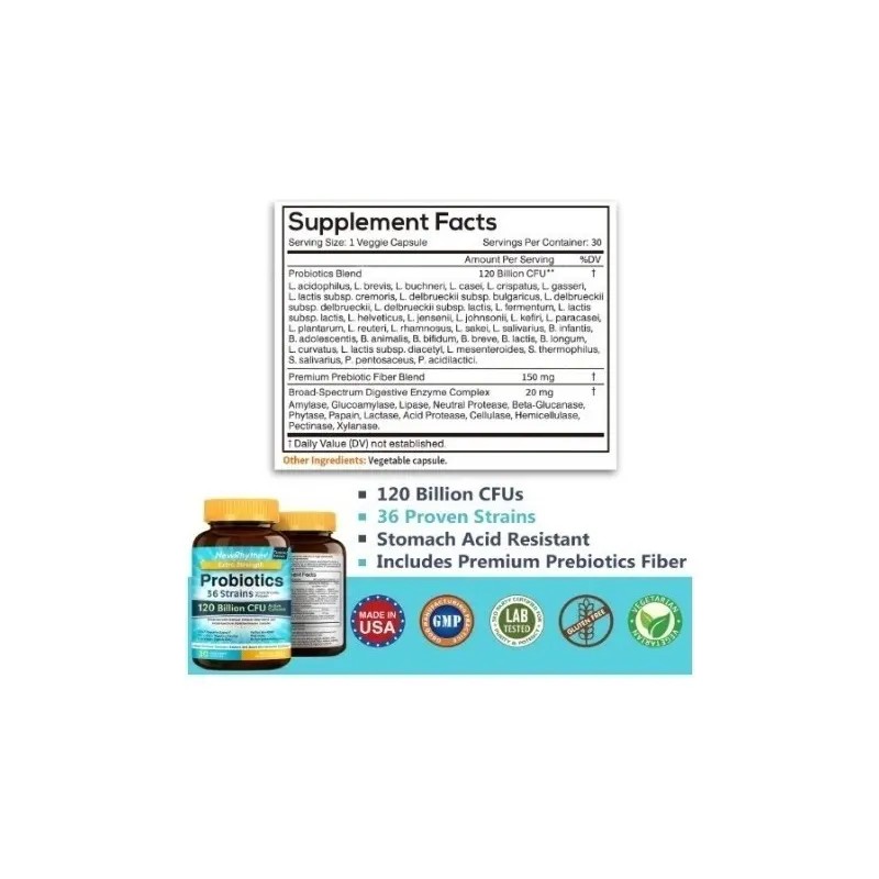 Probióticos Newrhythm Cápsulas Digestión Energía