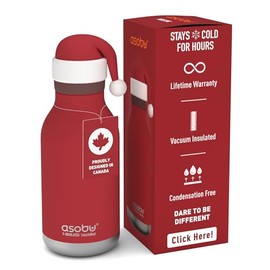 asobu Bestie Bottle Insulated Stainless Steel Water Bottle with Detachable Soft Animal Head Fun Drinking For Kids and Teens with Flexible Reusable Straw 16 Ounce (SANTA)