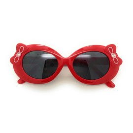 MyUV Baby and Children Bold Retro Oval Mod Thick Frame Cute Sunglasses Clout Goggles (Age;2-10) (Red, 36)