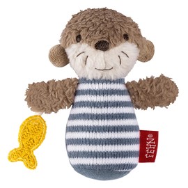 Fehn Mini Rattle Otter - Mini Grasping Toy for Rattling, Feeling, Playing with Cuddly Soft Fabric Animal - A Faithful Companion for Babies and Toddlers from 0+ Months