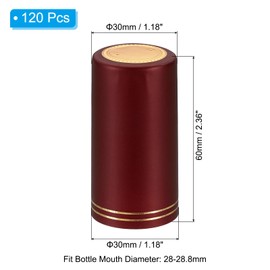 PATIKIL PVC Heat Shrink Cap with Tear Tab for Wine Bottle, 120 Pcs 30x60mm Wine Shrink Wrap Seals Sleeves Caps Shrink Top Cover Double-Lines for Wine Cellars Home Kitchen Use, Red