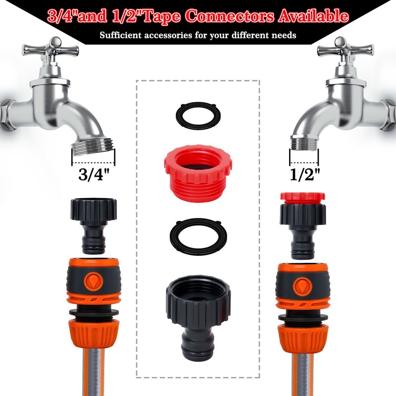 TOPWAYS 3/4 inch and 1/2 inch Hose Tap Connector, 2in1