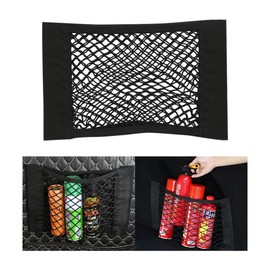 LKAHG Car Cargo Mesh Net, Elastic Stretch Vehicle Seat Back Trunk Organizer Pouch Net, Extendable Adhesive 12" x 10" Automotive Storage Mesh Bag, Universal for RV SUV Truck