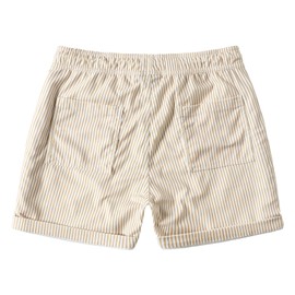 JOTOOK Men's Casual Drawstring Corduroy Shorts Elastic Waist Summer Shorts with Pocket Small Khaki Stripe