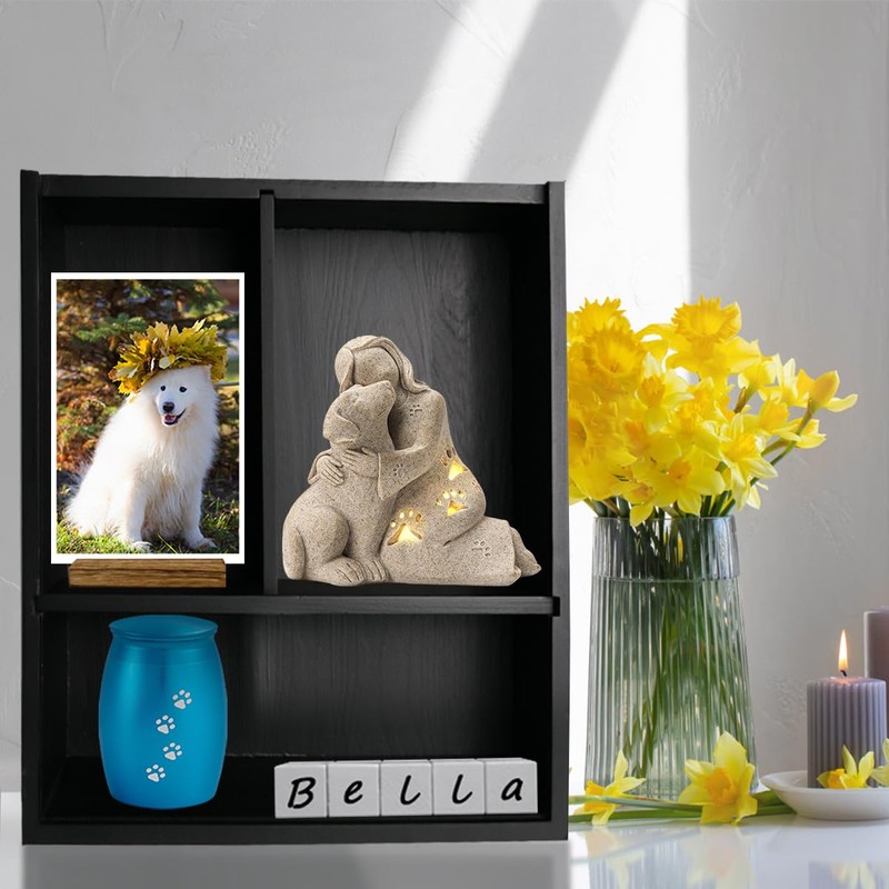 Sofunii Pet Memorial Shadow Box with Shelves for Dogs or