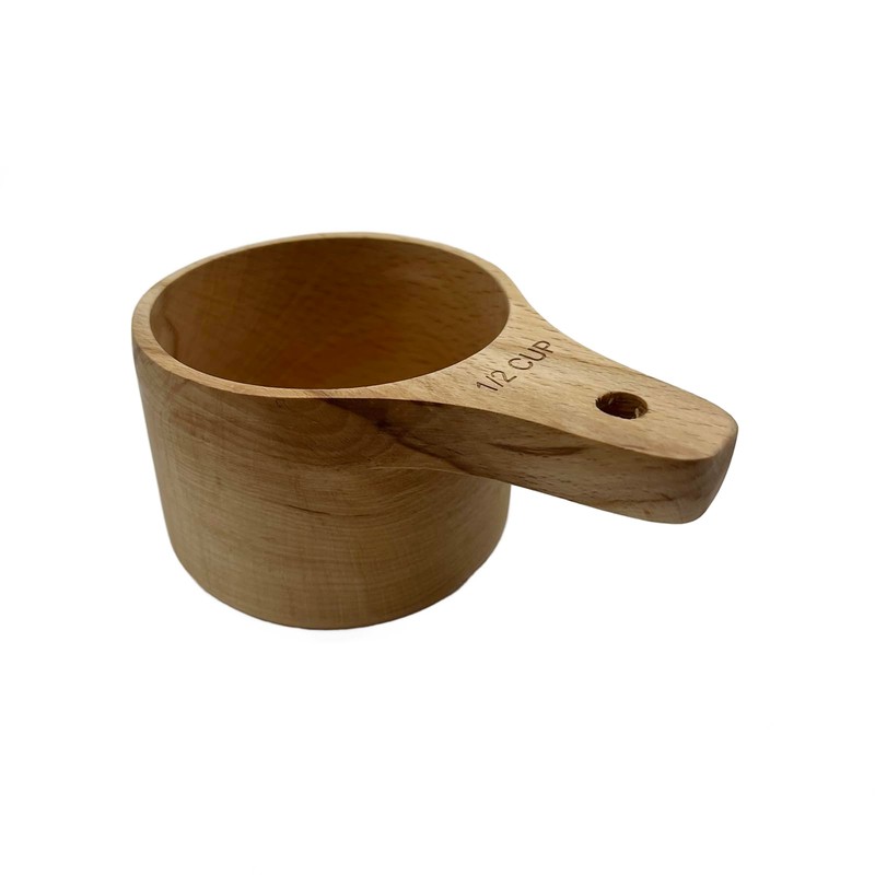 Yuqim 1 Pcs Wooden Measuring Cup Beech Wood Coffee Scoop