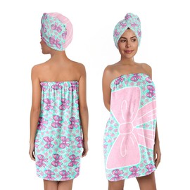Toalla Envolvente con Lazo para Mujeres y Niñas – Envolvente de Spa de Ducha de Microfibra con Turbante de Toalla para el Cabello – Conjunto de Falda 