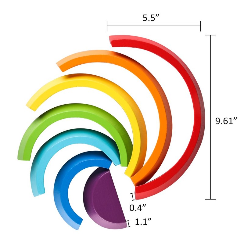 Coogam Wooden Rainbow Stacker Nesting Puzzle Blocks - Tunnel Stacking