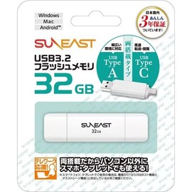 SUNEAST SE-USB3.0-032GC1 USB 3.2 Flash Memory, 32 GB, USB Type-A, USB Type-C, Cap-type, Android/Mac/Win