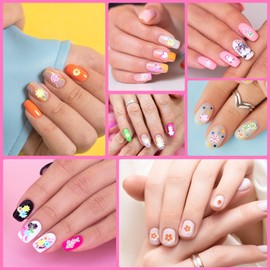 GEEHUA 30Pcs Flower Nail Art Stickers, Colorful 3D Self Adhesive Floral Nail Decals Spring Summer Nails Art Stickers Cute Flowers Nails Supplies Charms Accessories for Women Girls(Colored Flowers)