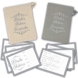 30 x Bride Advice Cards - Includes Keepsake Pouch in Grey or Natural Canvas. Bride Gift/Hen Party Game/Great Wedding Advice Cards or Advice for The Bride Cards (Grey Pouch)