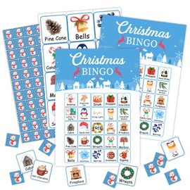 Christmas Bingo Party Games - Christmas Party Games for Girls Boys - 24 Players - School Classroom Party Supplies Classroom Activities - Party Favor Gifts for Young Adults Family Activities - L536