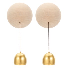 PATIKIL 2 Set Shopkeepers Bell, Wood Door Chime Hanging Magnetic Door Bell Jingle Bells Animal Metal Doorbell with Self-Adhesive for Door Opening Business When Entering Decoration,Ball