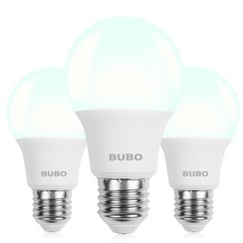 BUBO A19 LED Light Bulbs, 60 Watt Equivalent LED Bulbs, Cool White 4000K, 800 Lumens, E26 Standard Base, Non-Dimmable, 8W Cool White LED Bulbs for Bedroom Living Room Home Office, 3 Pack