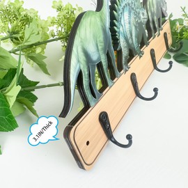 Midrean Wooden Safari Animal Dinosaur Nursery Kids Towel Coat Rack Wall Mount Cute Toddler Children Keys Hanging Backpack Bedroom Wall Hooks