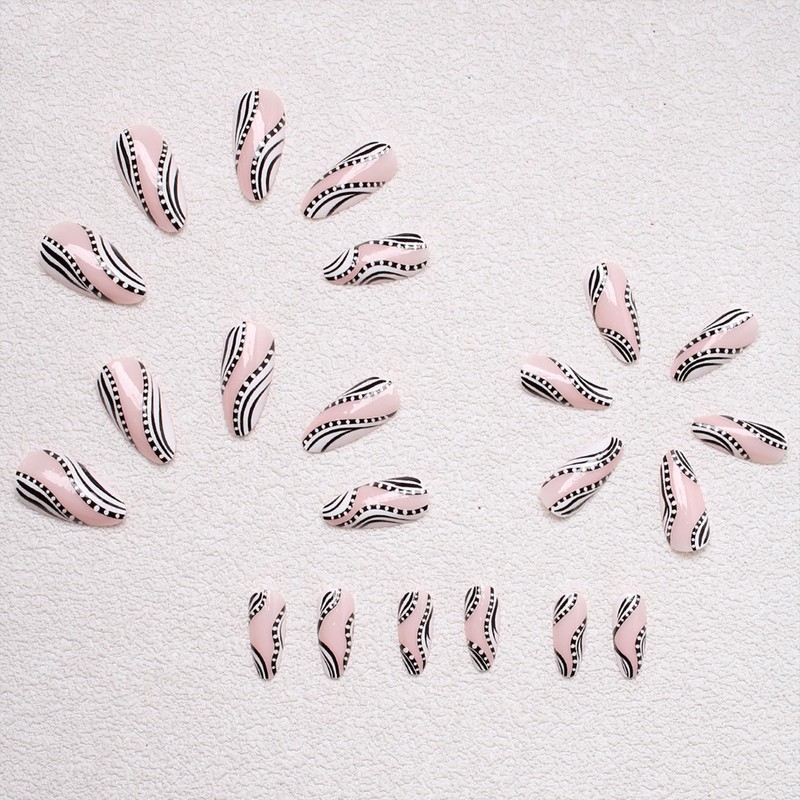 SINHOT Stiletto Press on Nails Long - Zebra Stripes Fake