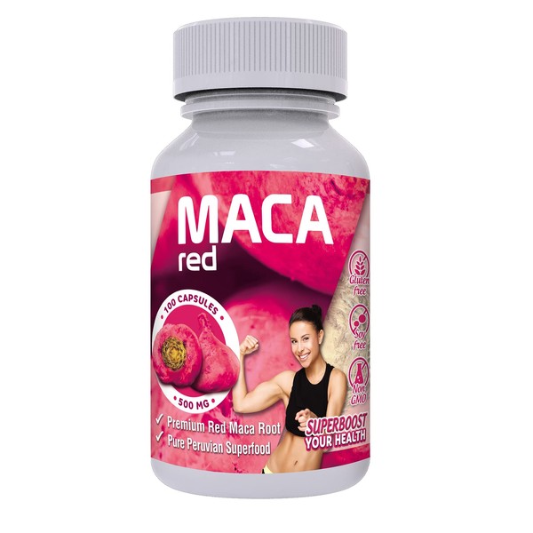 Sikyriah Red Maca Capsules for Women - 1000mg per serving - Gelatinized and Pure - Energy Booster, Hormone Balancer, Improves Your Mood and Builds Your Muscles - 100 capsules