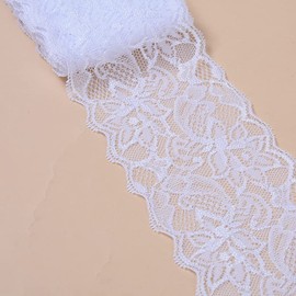 GorinsKani - Cinta de encaje de 3 pulgadas, color negro y blanco, 10 yardas de ancho, encaje floral elástico para decoración de novia, boda, envoltura de regalos, manualidades, costura, fabricación de
