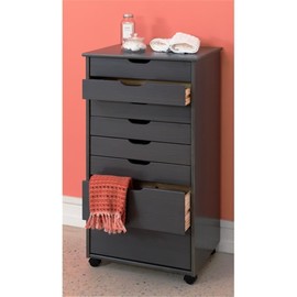 Riverbay Furniture 8-Drawer Transitional Wood Storage Cart w/Casters in Gray