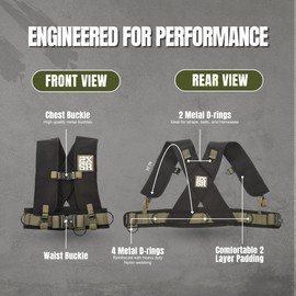 2XSR Pull Sled Harness with Drag Strap for Fitness Strength Training, Full Body Workout, Conditioning One Size Fits Most, Heavy Duty Military Grade Materials, Metal Buckles Pulling Up to 1000LBS