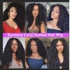 Burmese Curly V Part Wigs Human Hair 180% Density Water